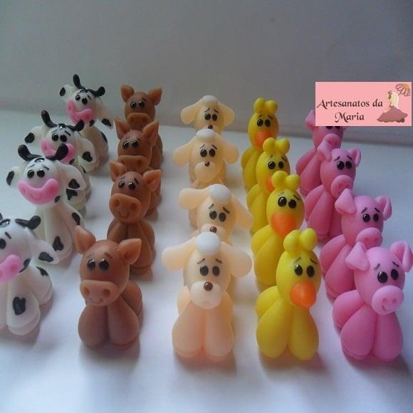 Aplique Animais da Fazendinha de Biscuit