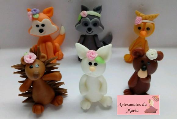 Aplique Animais do Bosque em Biscuit