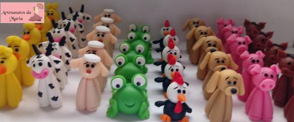 Aplique Animais da Fazendinha de Biscuit