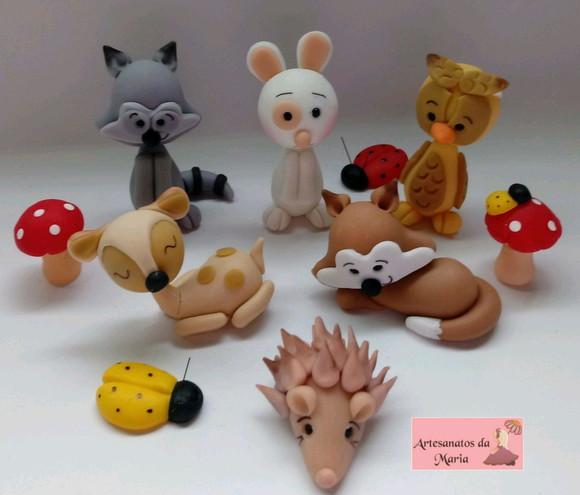 Aplique Animais do Bosque em Biscuit