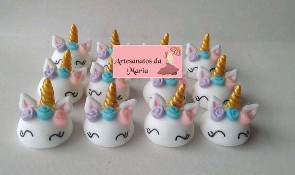 Aplique Chifre do Unicórnio em Biscuit