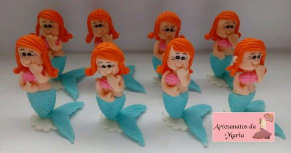 Aplique Princesas Ariel em Biscuit
