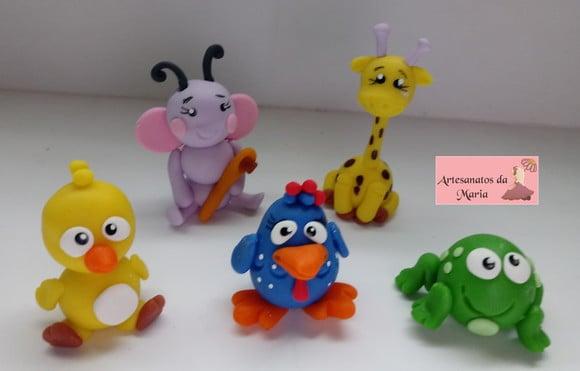 Aplique Turma da Galinha Pintadinha de Biscuit