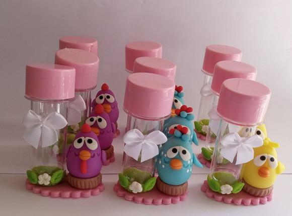 Tubete Turma da Galinha Pintadinha de Biscuit