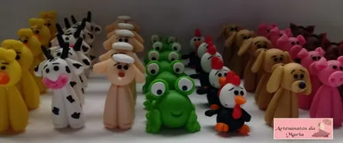 Aplique Animais da Fazendinha de Biscuit