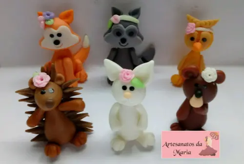 Aplique Animais do Bosque em Biscuit