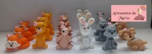 Aplique Animais do Bosque em Biscuit