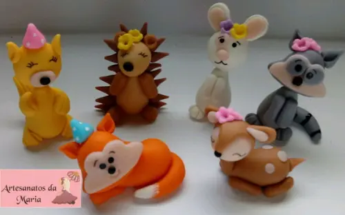 Aplique Animais do Bosque em Biscuit