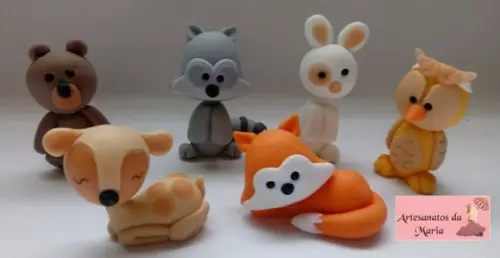 Aplique Animais do Bosque em Biscuit