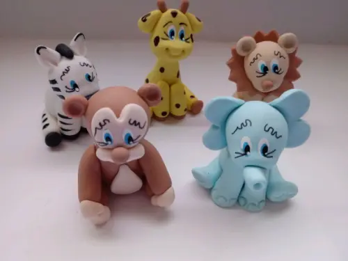 Aplique Animais do Safari de biscuit