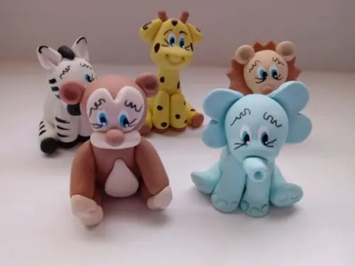 Aplique Animais do Safari de biscuit