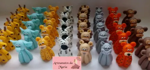 Aplique Animais do Safari de biscuit