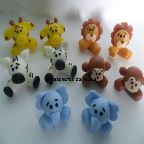 Aplique Animais do Safari de biscuit