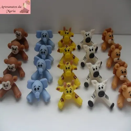 Aplique Animais do Safari de biscuit