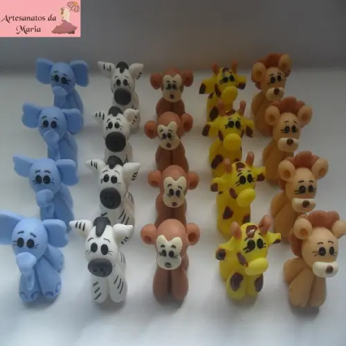 Aplique Animais do Safari de biscuit