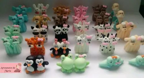 Aplique Casal de animais de biscuit
