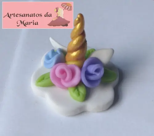 Aplique Chifre do Unicórnio em Biscuit