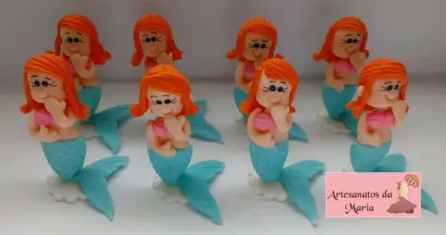 Aplique Princesas Ariel em Biscuit