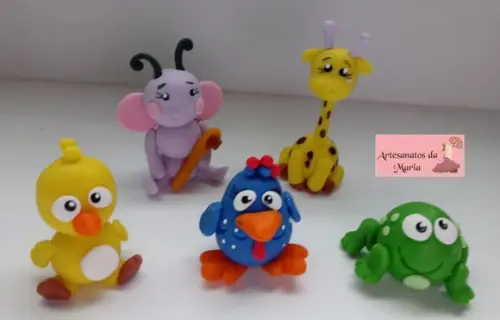 Aplique Turma da Galinha Pintadinha de Biscuit