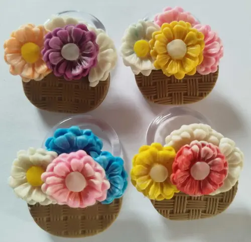Porta Guardanapo Cesta de Flores de Biscuit