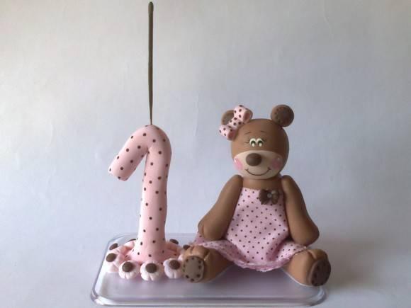 Topo Ursa Marrom e Rosa