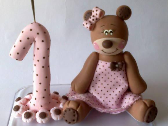 Topo Ursa Marrom e Rosa