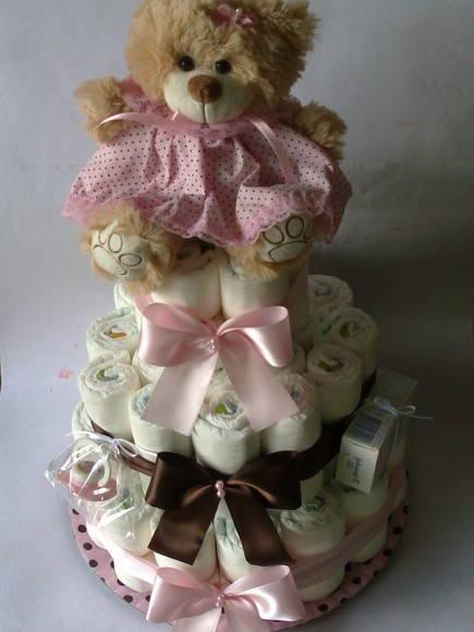 Bolo de Fraldas Marrom e Rosa