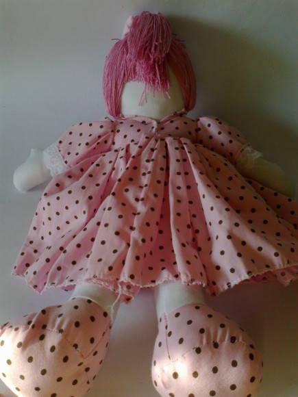Boneca de Pano Marrom e Rosa