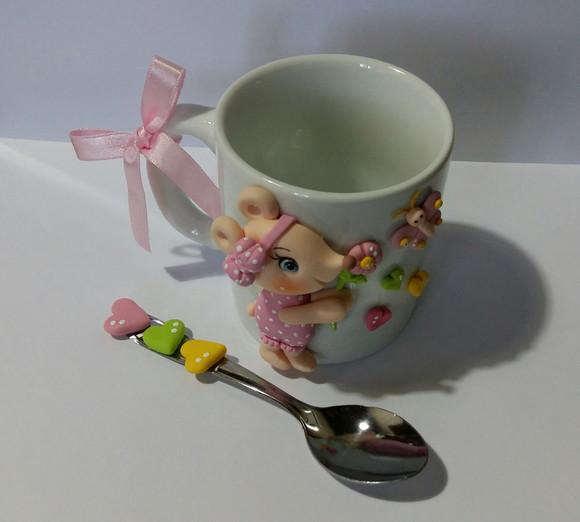 Caneca Personalizada com Ursinha de Biscuit