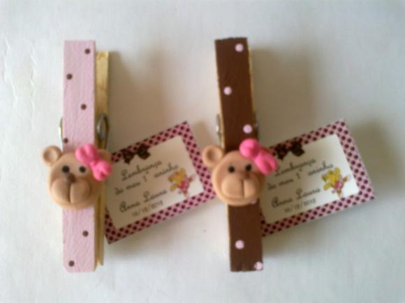 Pregador Ursa Marrom e Rosa