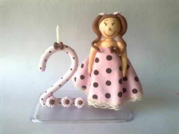Topo de Bolo Menina com Vela