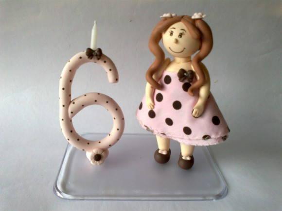 Topo de Bolo Menina com Vela