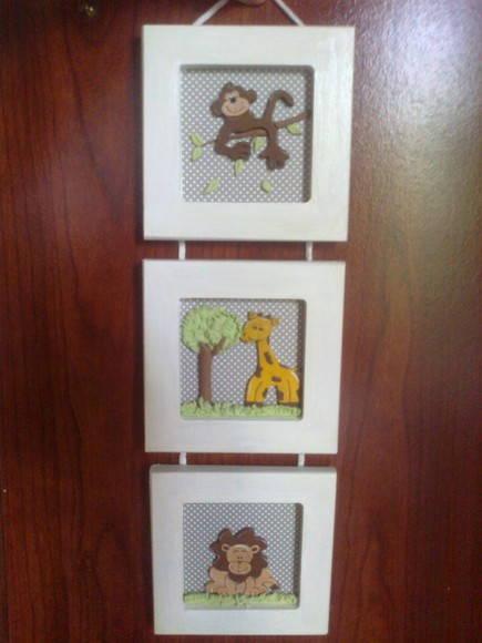 Trio de Quadrinhos Bichinhos da Selva
