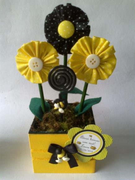 Vasinho Porta Recado com Flor de Tecido*