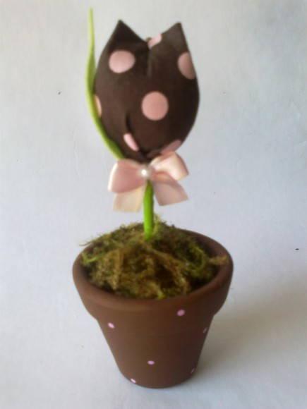 Vaso Cerâmica - Marrom e Rosa