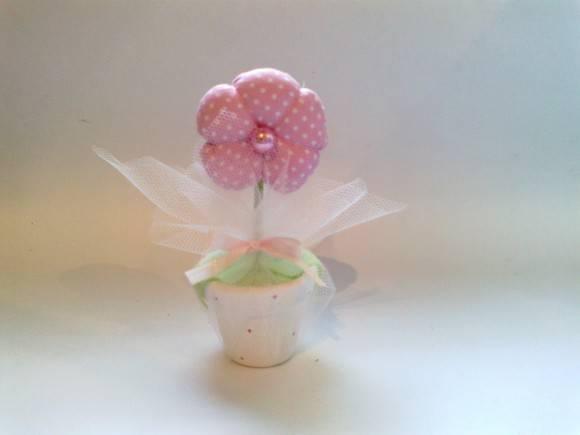 Vaso com Flor de Tecido - ESGOTADO ***