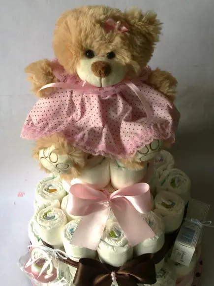 Bolo de Fraldas Marrom e Rosa