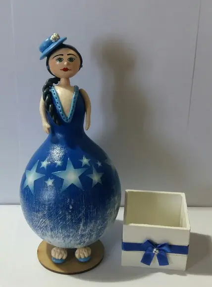 Boneca de Cabaça com Porta Làpis -PRONTA ENTREGA