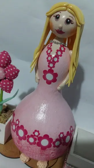 Boneca de Cabaça Porta Lápis - Pronta Entrega