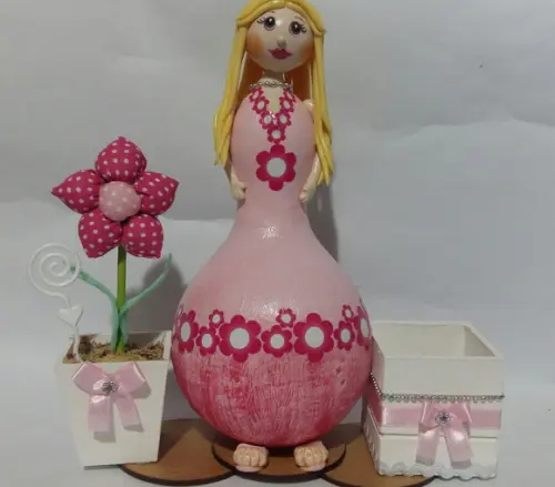 Boneca de Cabaça Porta Lápis - Pronta Entrega