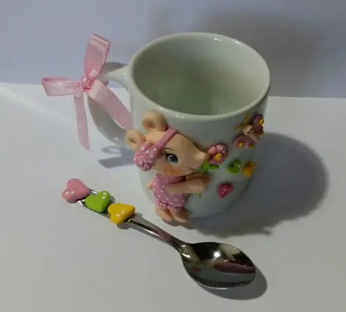 Caneca Personalizada com Ursinha de Biscuit