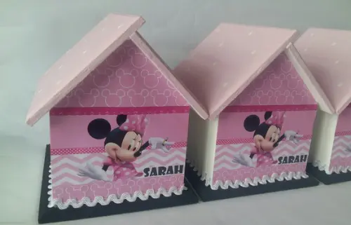 Centro De Mesa Casa Minnie Rosa