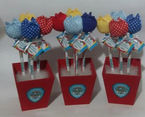 Centro de Mesa Patrulha Canina com Lapis
