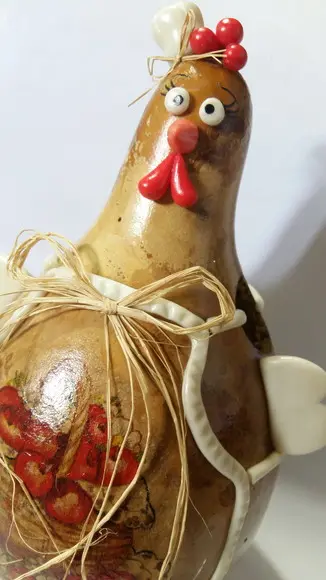Galinha de Cabaça Grande Porta Colher de Pau