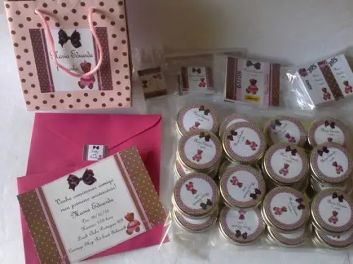 Kit Ursa Marrom e Rosa