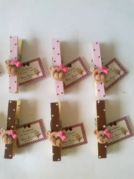 Pregador Ursa Marrom e Rosa