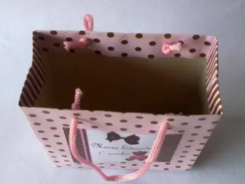 Sacolinha Personalizada Marrom e Rosa