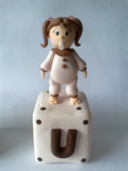 Topo Bebê Marrom e Rosa