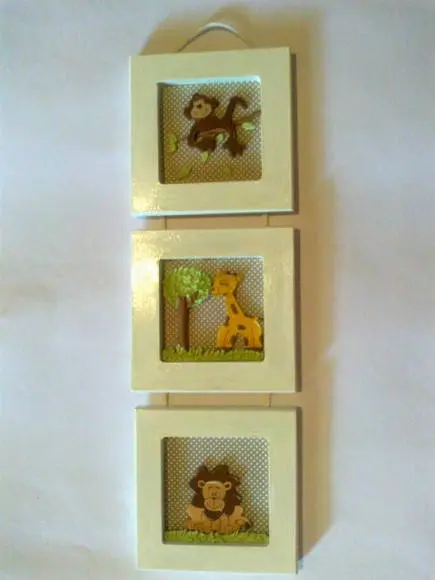 Trio de Quadrinhos Bichinhos da Selva