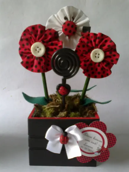 Vasinho Porta Recado com Flor de Tecido*